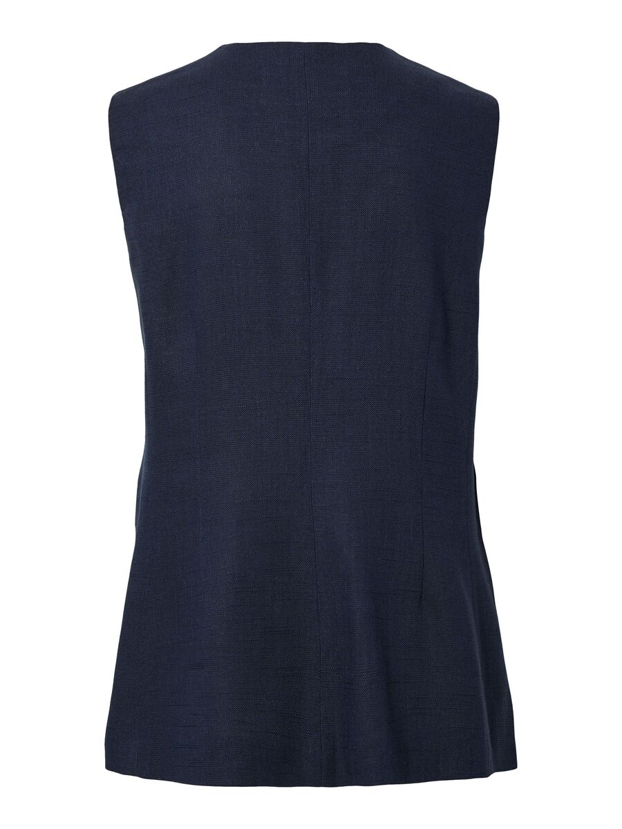 Yasagana Linen Blend Waistcoat, navy