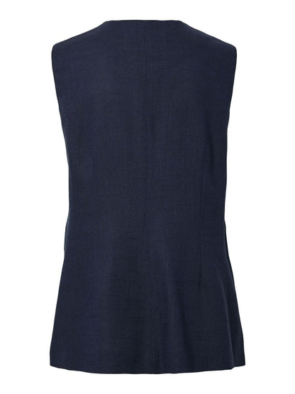 Yasagana Linen Blend Waistcoat, navy