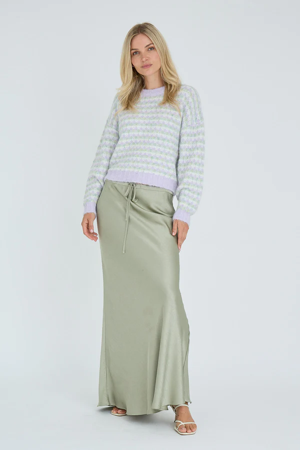 Sassi Knit Pullover, green/purple