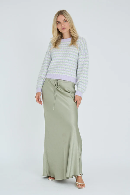 Sassi Knit Pullover, green/purple