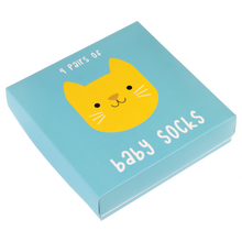 Load image into Gallery viewer, Baby Socks, kitten design, 4 pk