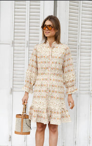 Yasnoru 3/4 Shirt Dress, birch/noru print