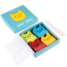 Load image into Gallery viewer, Baby Socks, kitten design, 4 pk