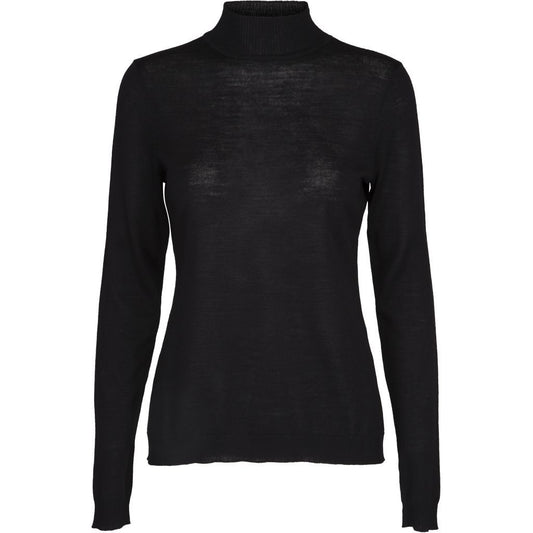 Rose Knit Roll Neck, black