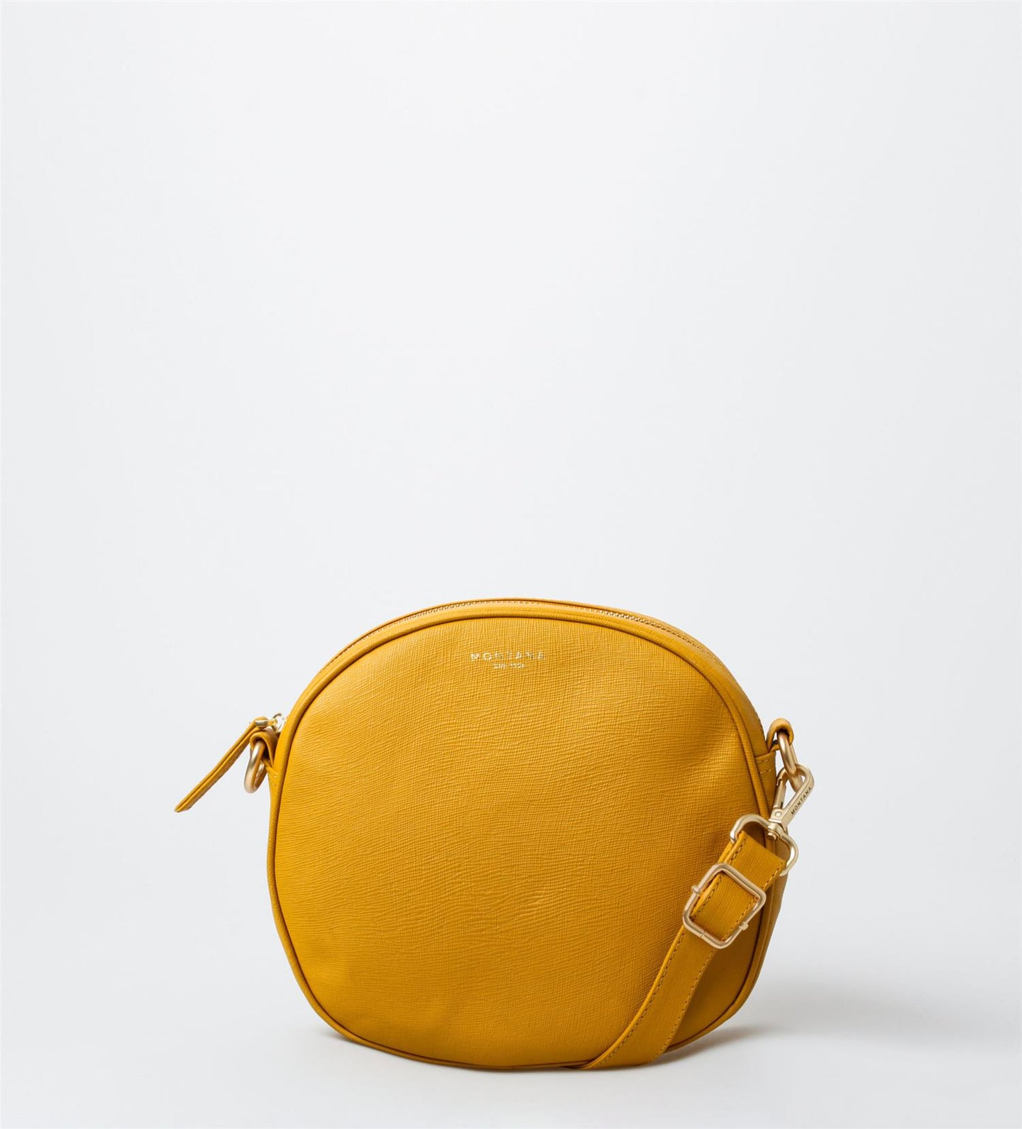 Sira Saffiano Crossbody, round, yellow