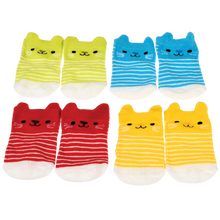 Load image into Gallery viewer, Baby Socks, kitten design, 4 pk