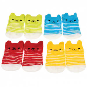 Baby Socks, kitten design, 4 pk